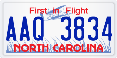 NC license plate AAQ3834
