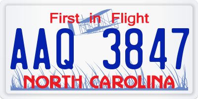 NC license plate AAQ3847