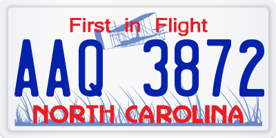 NC license plate AAQ3872