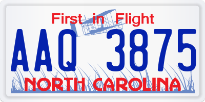 NC license plate AAQ3875