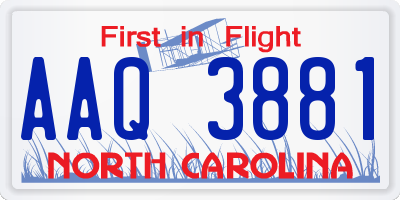 NC license plate AAQ3881