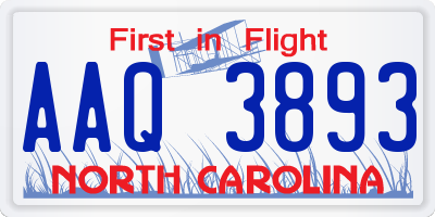 NC license plate AAQ3893