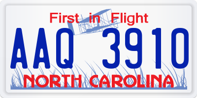 NC license plate AAQ3910