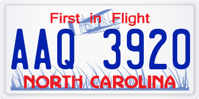 NC license plate AAQ3920