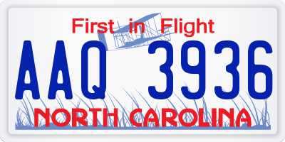 NC license plate AAQ3936