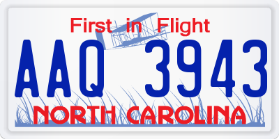 NC license plate AAQ3943