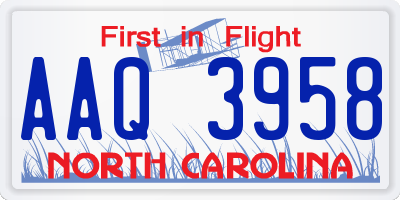 NC license plate AAQ3958