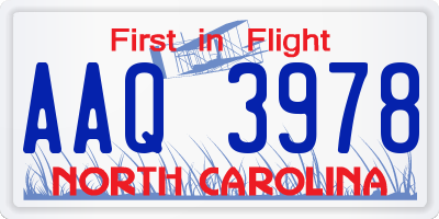 NC license plate AAQ3978
