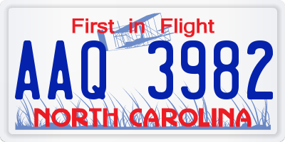 NC license plate AAQ3982