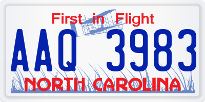 NC license plate AAQ3983