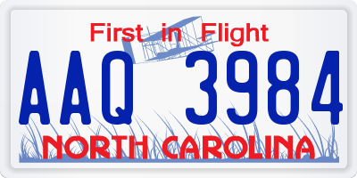 NC license plate AAQ3984