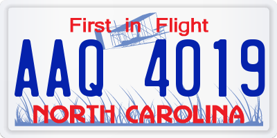 NC license plate AAQ4019