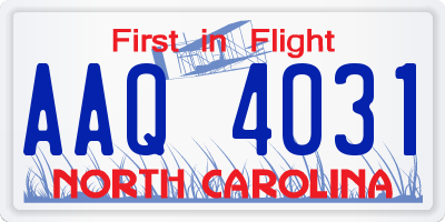 NC license plate AAQ4031