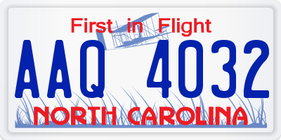 NC license plate AAQ4032