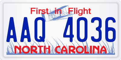 NC license plate AAQ4036