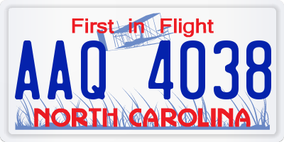 NC license plate AAQ4038