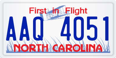 NC license plate AAQ4051