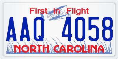 NC license plate AAQ4058