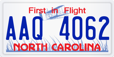 NC license plate AAQ4062