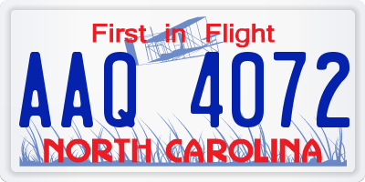 NC license plate AAQ4072