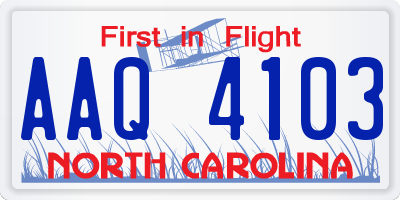 NC license plate AAQ4103