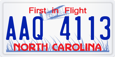 NC license plate AAQ4113