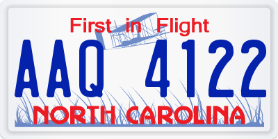 NC license plate AAQ4122