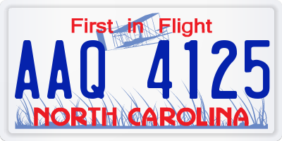 NC license plate AAQ4125