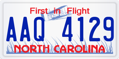 NC license plate AAQ4129