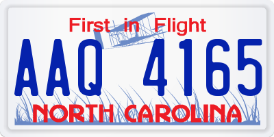 NC license plate AAQ4165