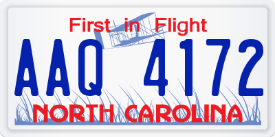 NC license plate AAQ4172