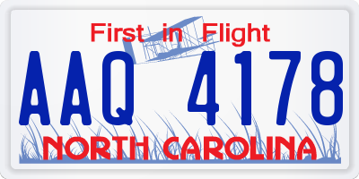 NC license plate AAQ4178