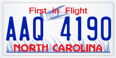 NC license plate AAQ4190