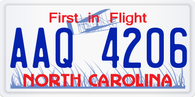 NC license plate AAQ4206