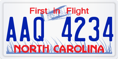 NC license plate AAQ4234