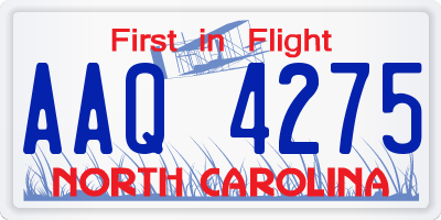 NC license plate AAQ4275
