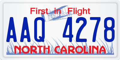 NC license plate AAQ4278