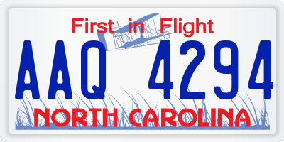 NC license plate AAQ4294