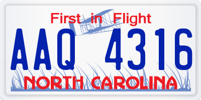NC license plate AAQ4316