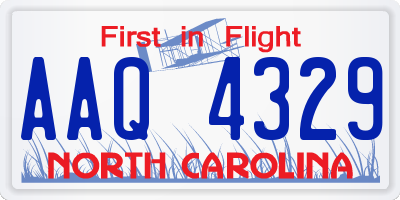 NC license plate AAQ4329