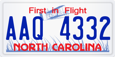 NC license plate AAQ4332