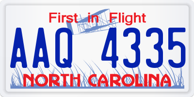 NC license plate AAQ4335