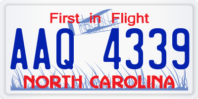 NC license plate AAQ4339