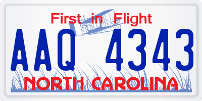 NC license plate AAQ4343
