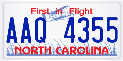 NC license plate AAQ4355