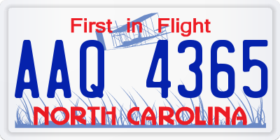 NC license plate AAQ4365