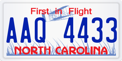 NC license plate AAQ4433