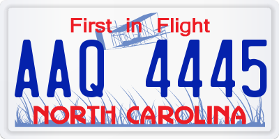 NC license plate AAQ4445