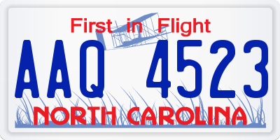 NC license plate AAQ4523