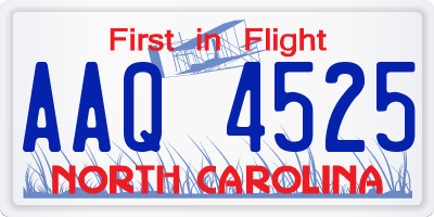 NC license plate AAQ4525